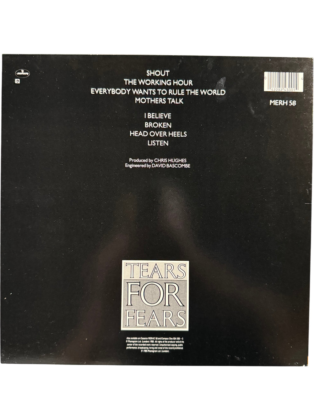 Tears For Fears Songs From The Big Chair Vinyl - Think Vintage