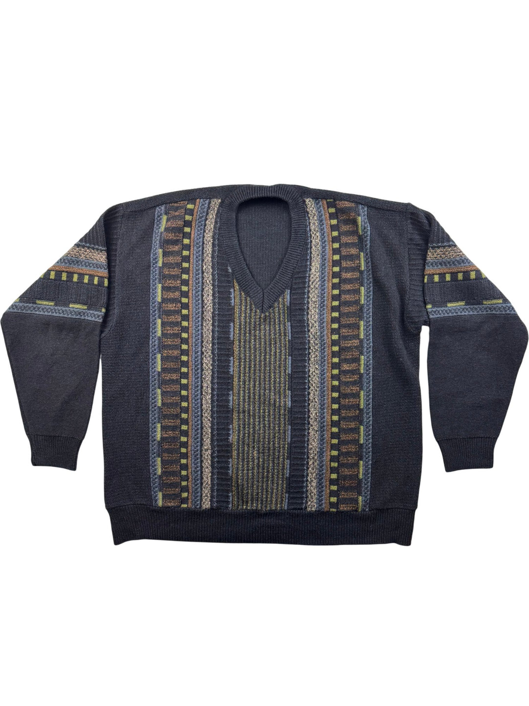 Termina V-Neck Patterned Sweater - XL - Think Vintage ltd