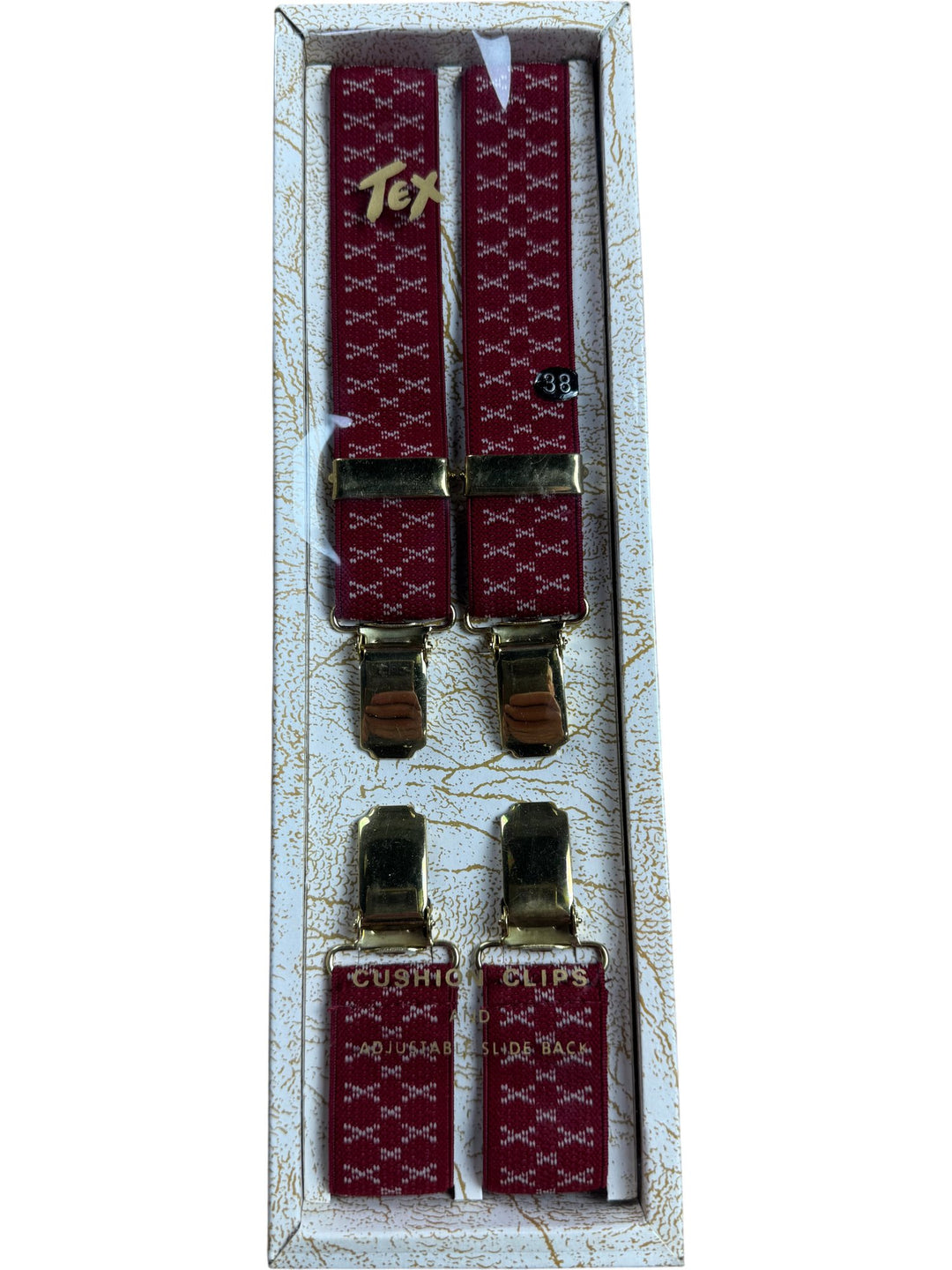 Tex Red Suspender Clips - Think Vintage ltd