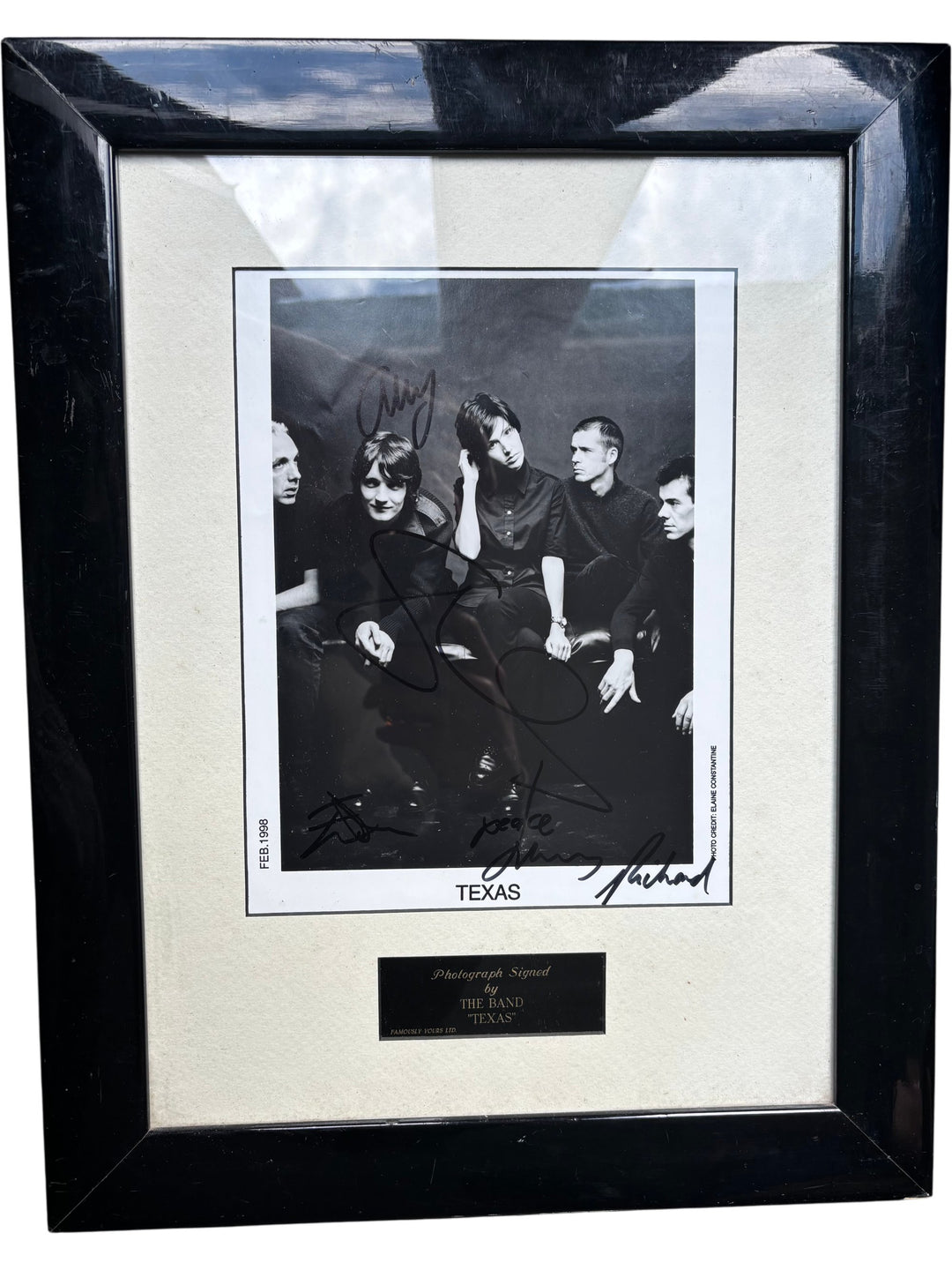 Texas Band Signed Framed Photograph Autograph February 1998 Collectable - Think Vintage