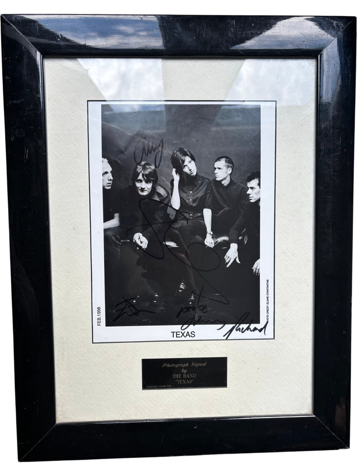 Texas Band Signed Framed Photograph Autograph February 1998 Collectable - Think Vintage ltd
