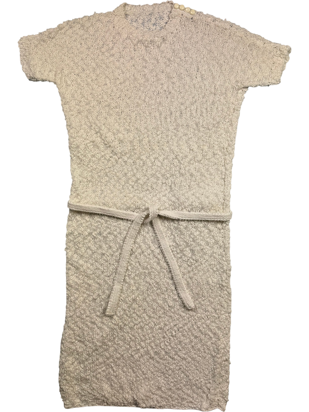 Textured Knit Dress with Belt - S - Think Vintage ltd