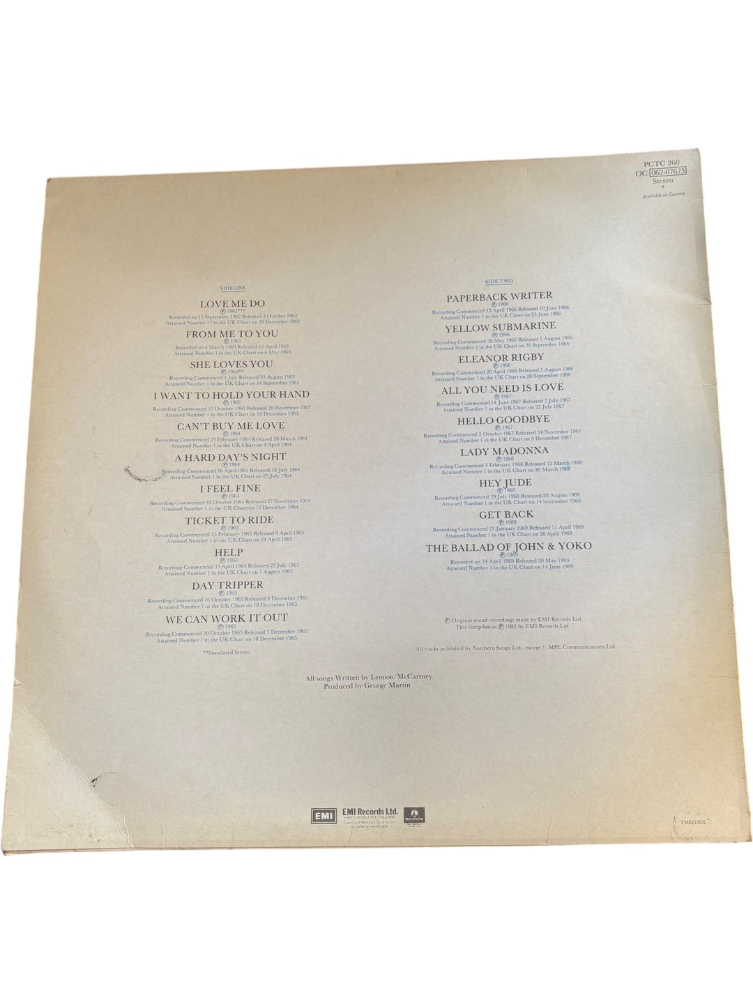 The Beatles 20 Greatest Hits LP - Fair - Think Vintage ltd