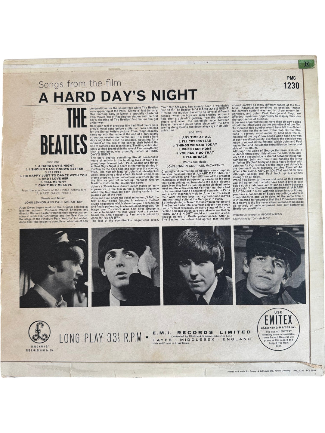 The Beatles A Hard Day's Night Vinyl Record - Fair - Think Vintage ltd