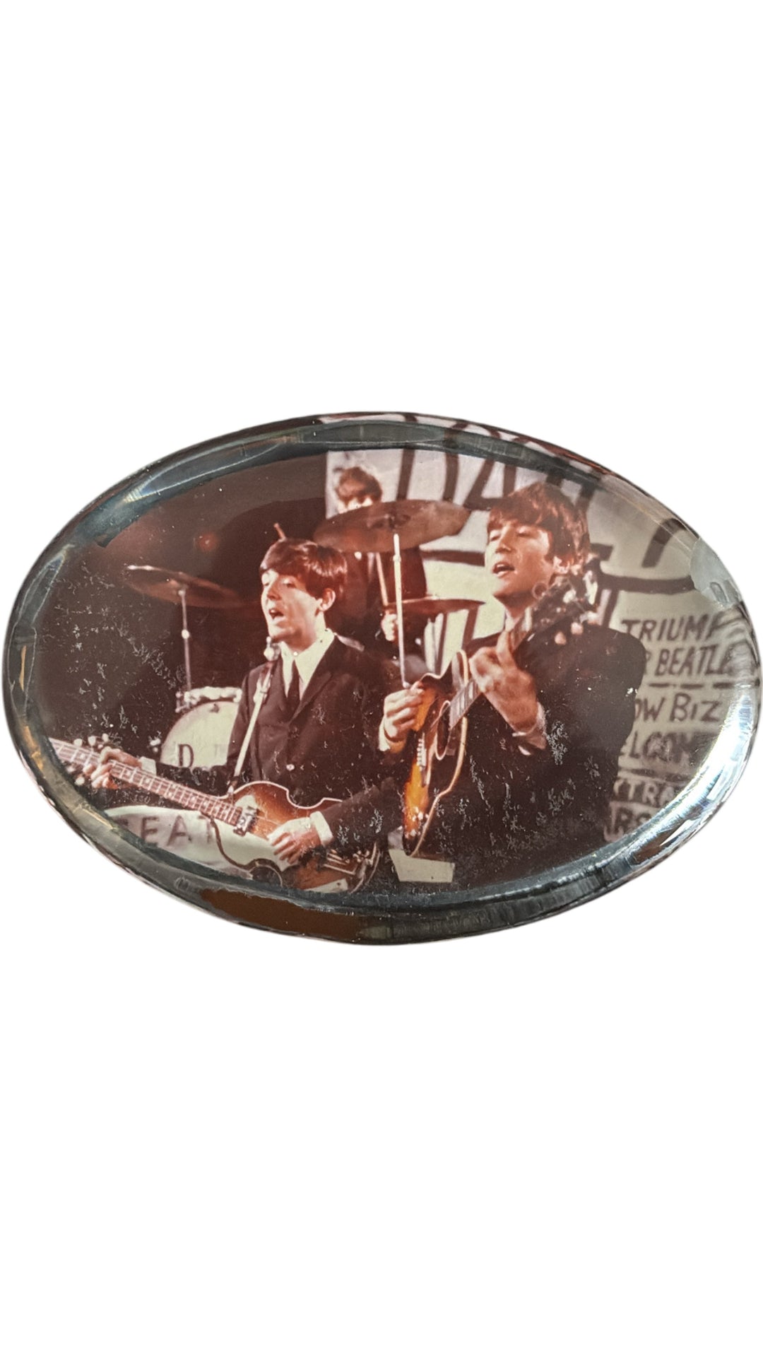 The Beatles Vintage Glass Paperweight Concert Memorabilia - Think Vintage Online Ltd