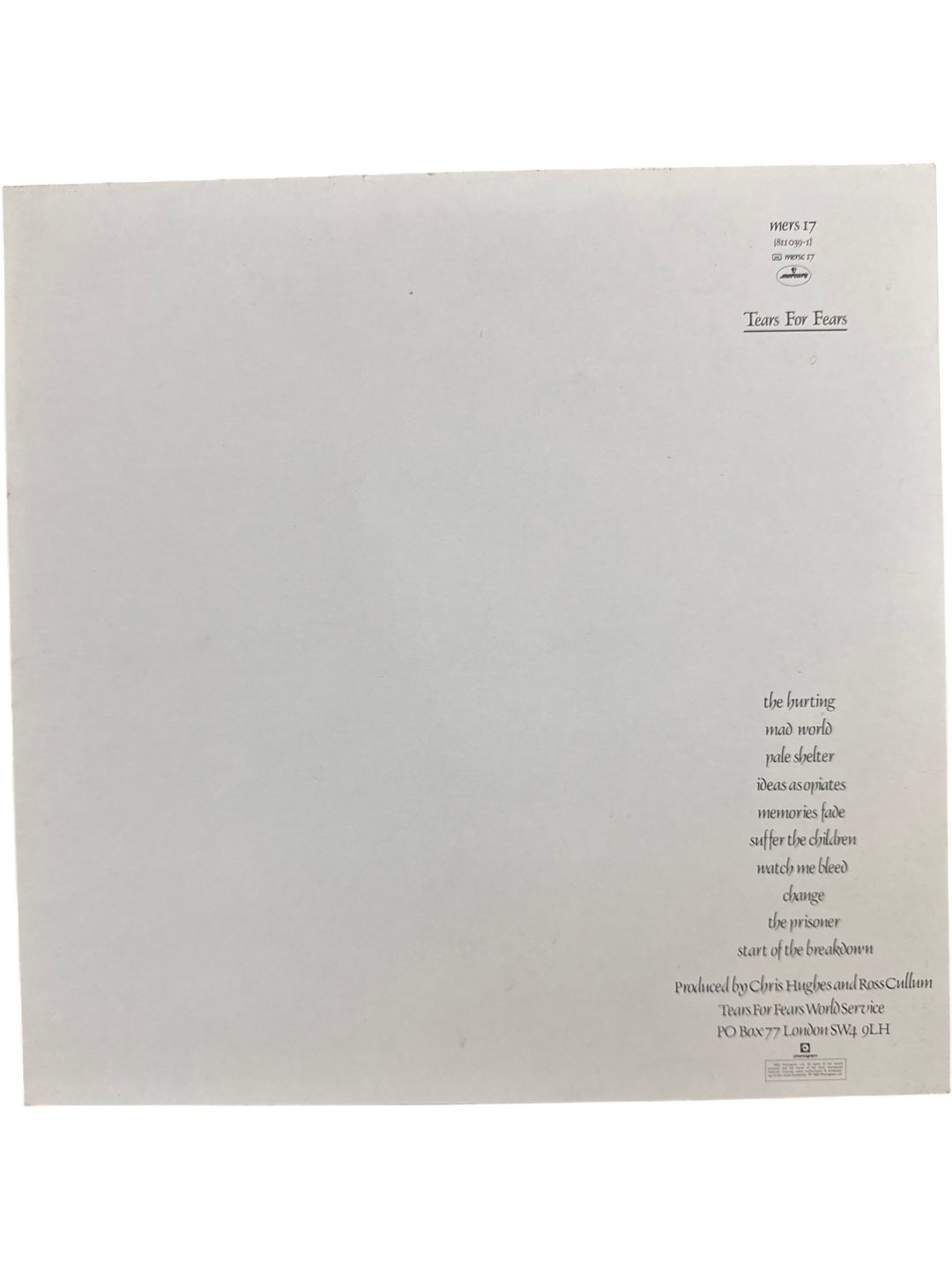 The Hurting Vinyl Record by Tears For Fears - Think Vintage