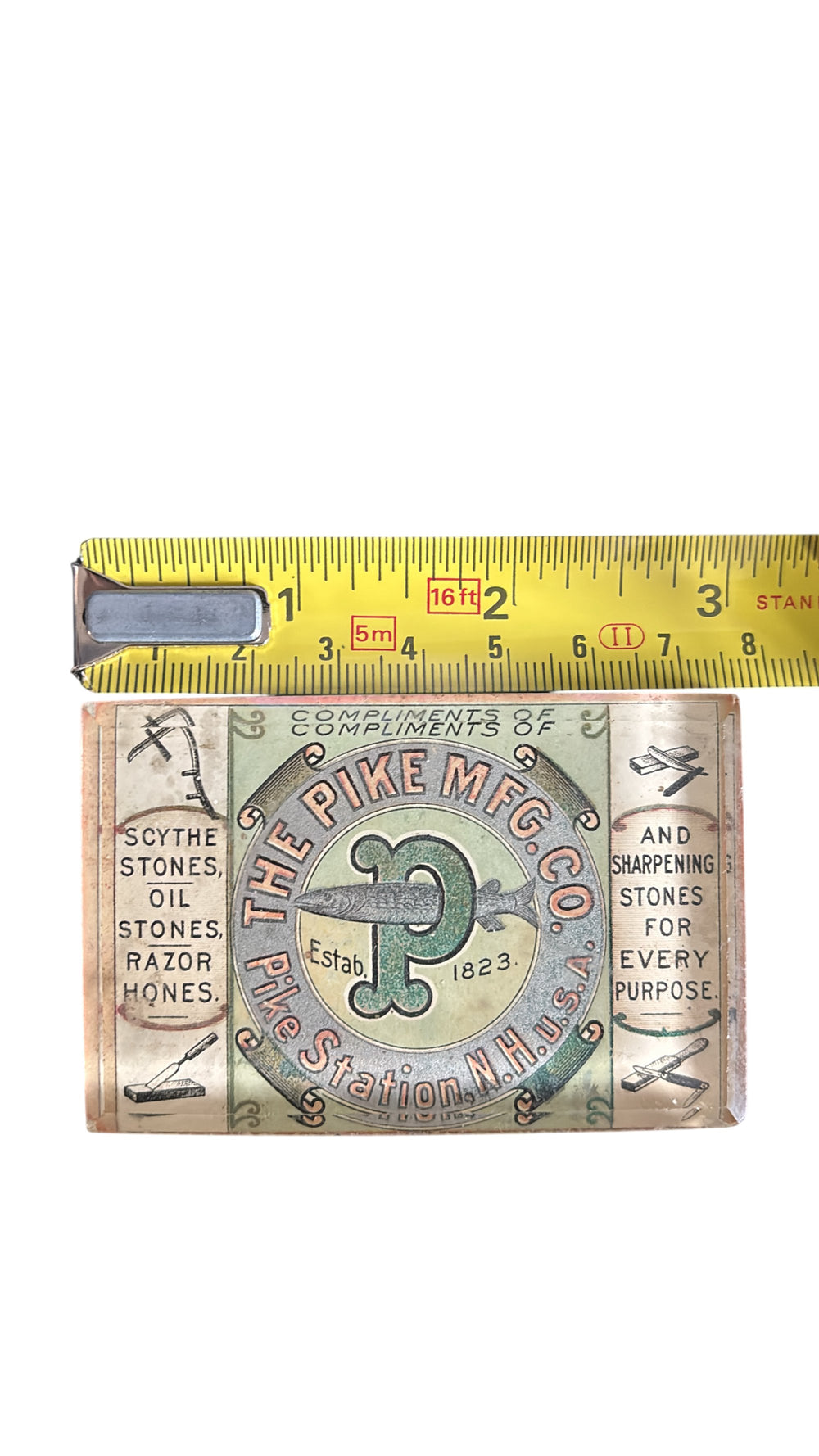 The Pike MFG Co Scythe Oil Razor Sharpening Stone. New Hampshire, USA - Think Vintage ltd