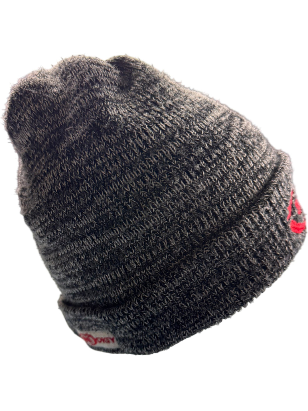 The Prodigy Grey Knit Beanie with Red Logo