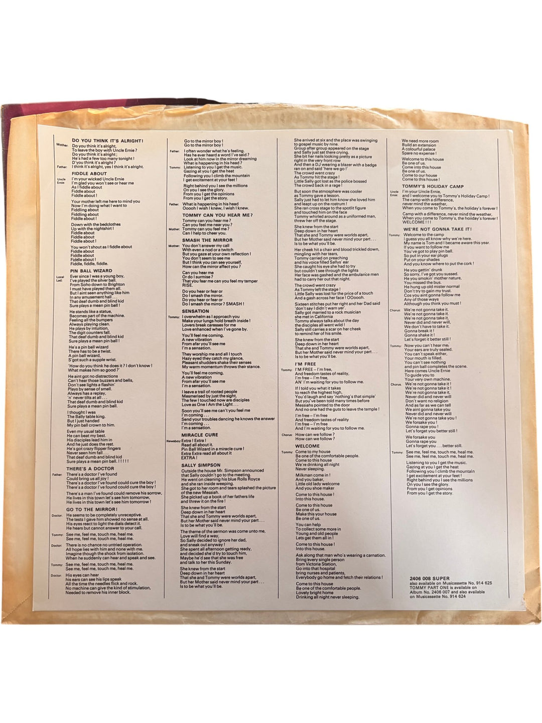 The Who Tommy Part Two Vinyl Record - Good - Think Vintage ltd