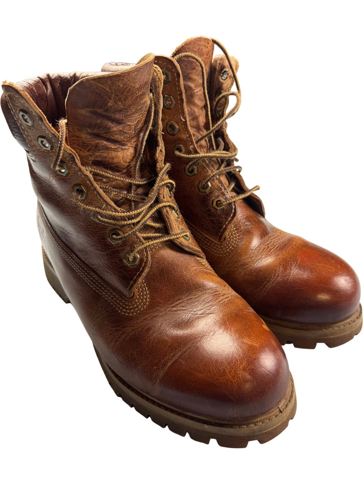 Timberland Brown Leather Lace-Up Boots - Size 9 - Think Vintage ltd