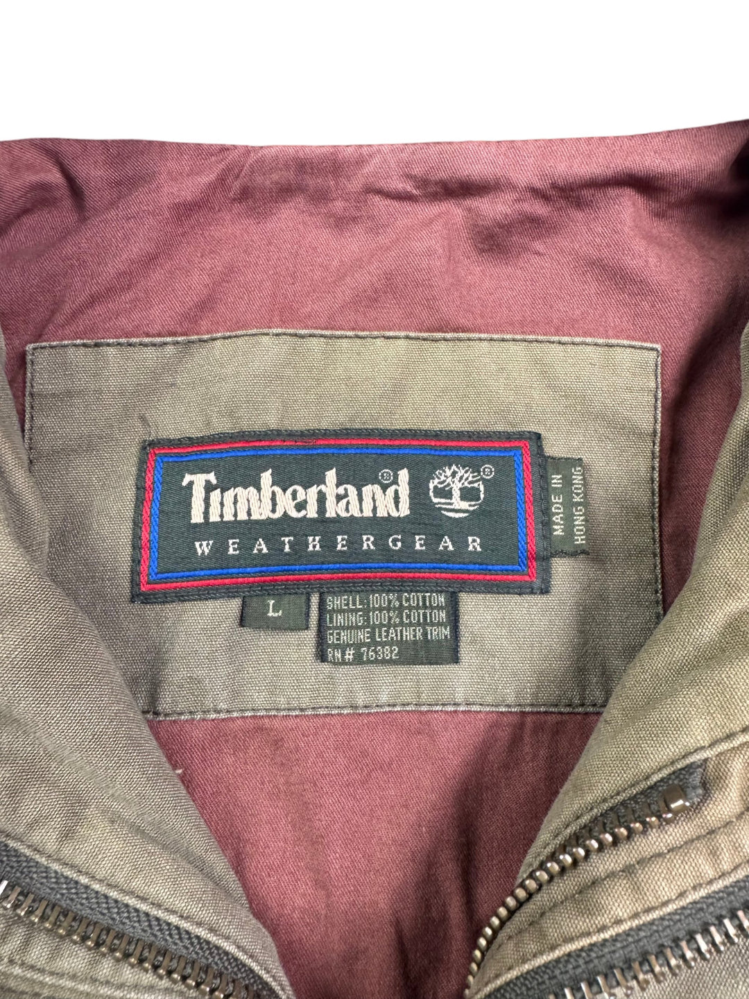 Timberland Weathergear Cotton Jacket with Leather Trim - L - Think Vintage Online Ltd