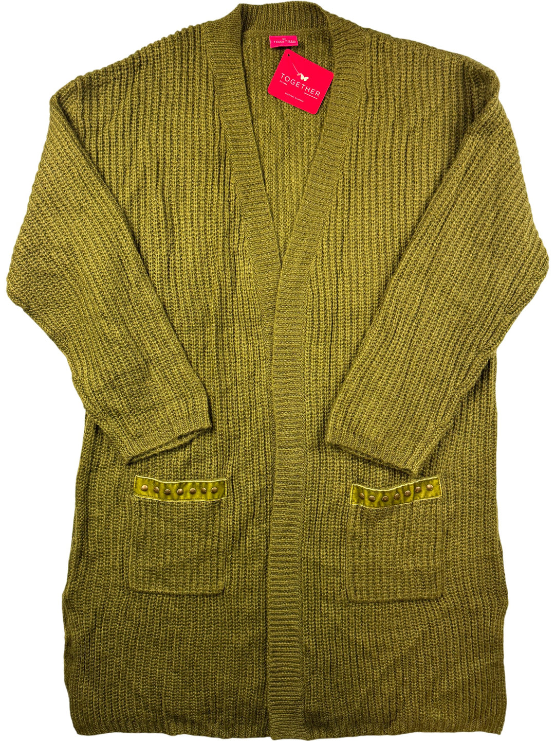 Together Knit Cardigan with Studded Pockets - L/XL - Think Vintage ltd