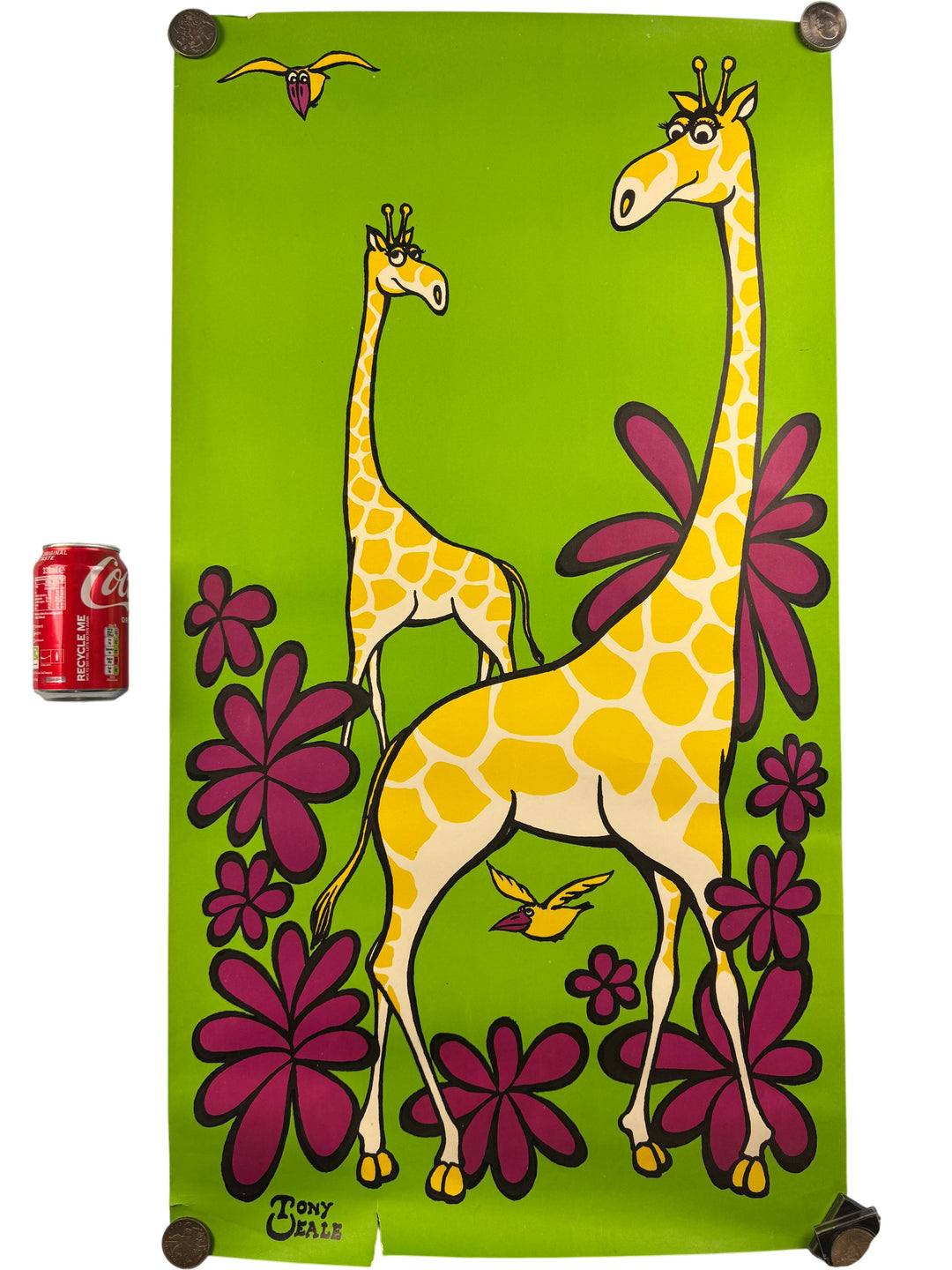 Tony Beale Giraffe Art Poster Bright Green Yellow Pink Decorative Wall Print - Think Vintage Online Ltd