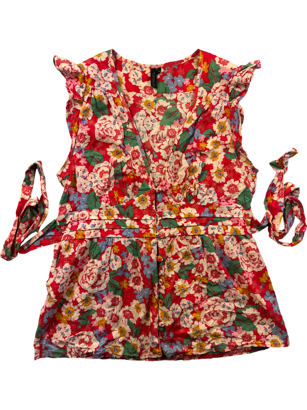 Topshop Floral Sleeveless Blouse - S - Think Vintage Online Ltd
