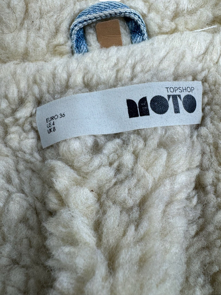 Topshop Moto Floral Denim Jacket - S