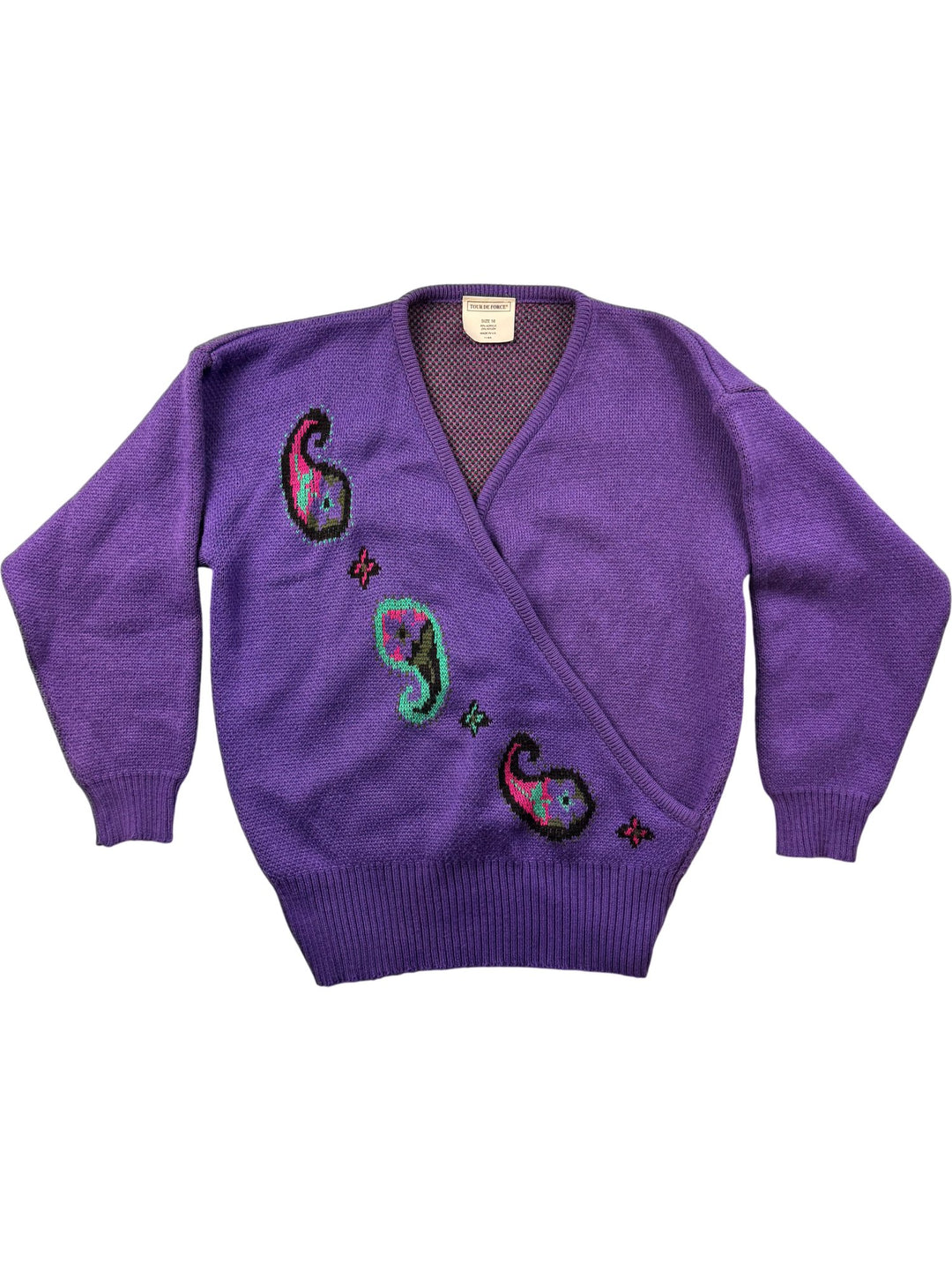 Tour De Force Purple Knit Sweater - L - Think Vintage ltd