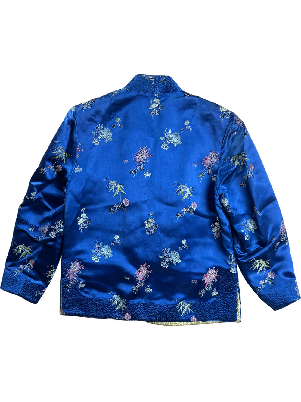 Traditional Blue Embroidered Silk Jacket - S - Think Vintage ltd