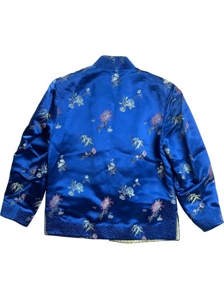 Traditional Blue Embroidered Silk Jacket - S - Think Vintage ltd