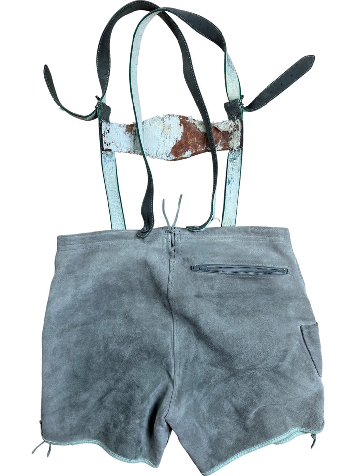 Traditional Leather Lederhosen Shorts With Suspenders - W36 - Think Vintage ltd
