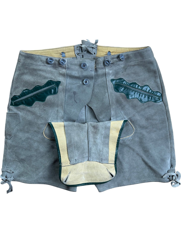 Traditional Lederhosen Shorts with Leather Details - W35 - Think Vintage ltd