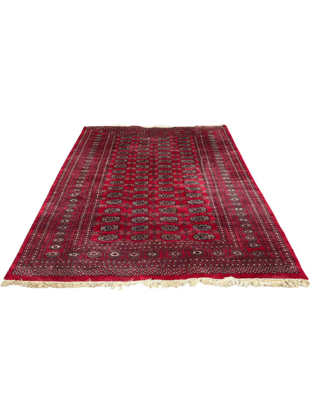 Traditional Pakistan Bokhara Red Patterned Rug 8 x 5.2 ft for Living Room Decor - Think Vintage