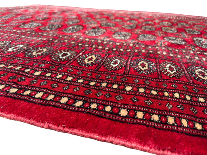 Traditional Pakistan Bokhara Red Patterned Rug 8 x 5.2 ft for Living Room Decor - Think Vintage