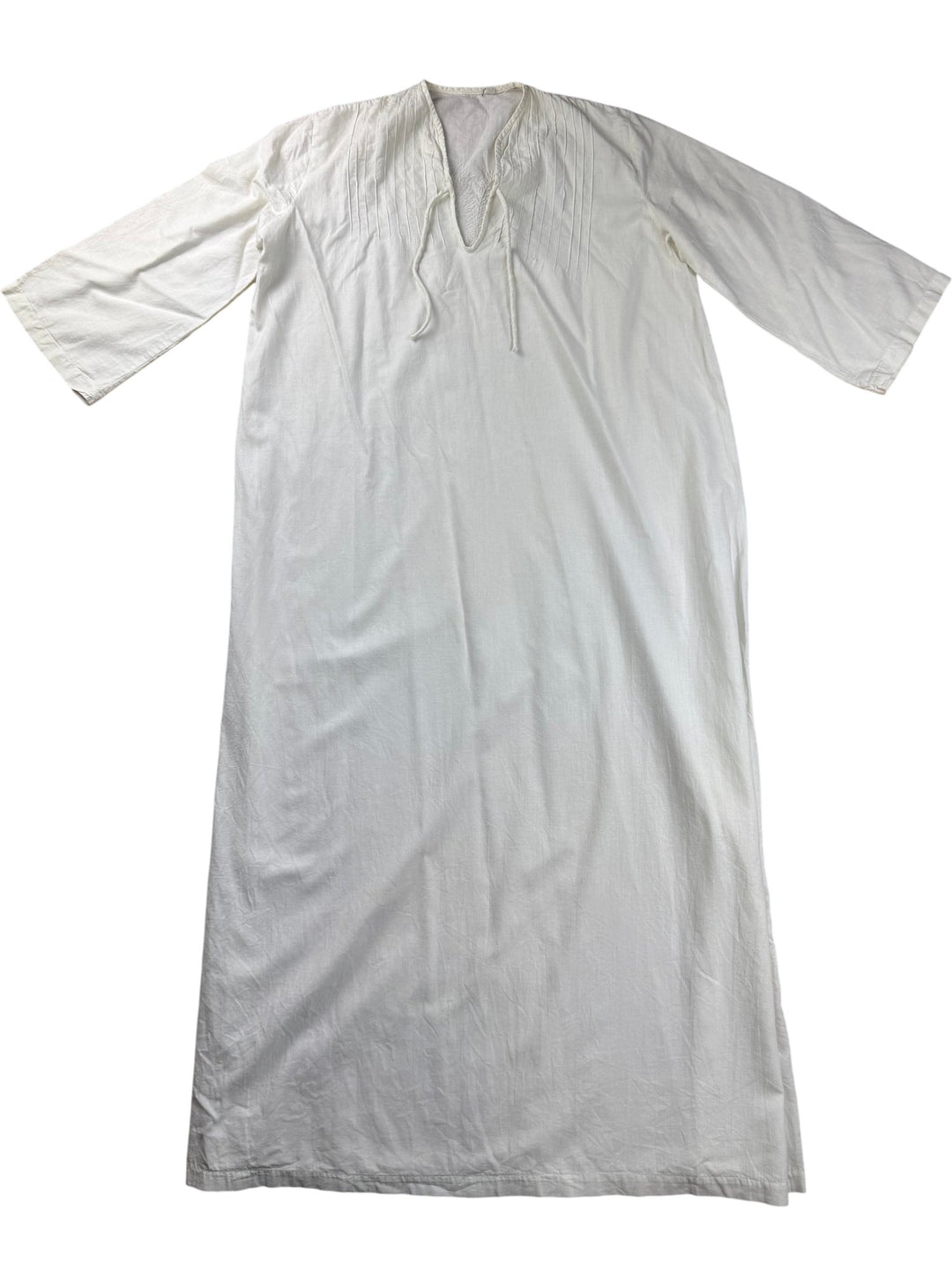 Traditional White Embroidered Kaftan - M - Think Vintage ltd