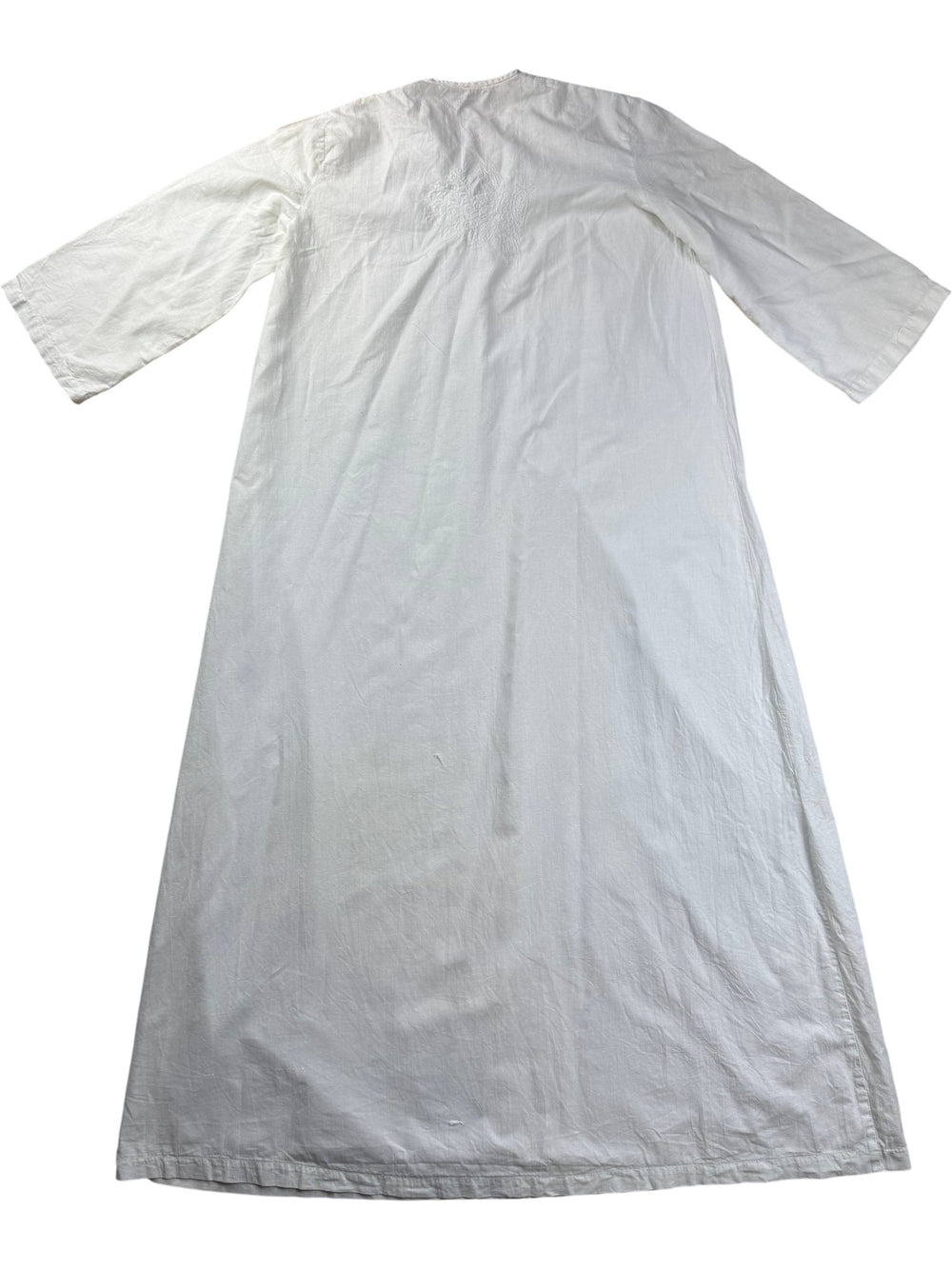 Traditional White Embroidered Kaftan - M - Think Vintage ltd