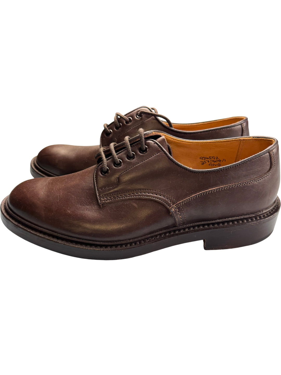 Tricker's Brown Leather Derby Shoes - 12.5 - Think Vintage ltd