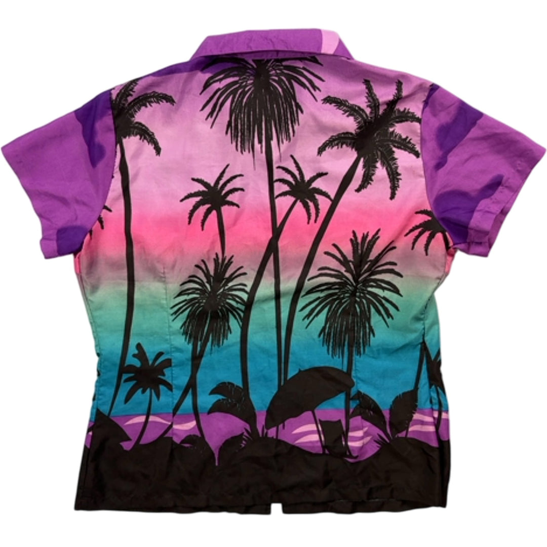 Tropical Palm Tree Short Sleeve Shirt - S - Think Vintage ltd