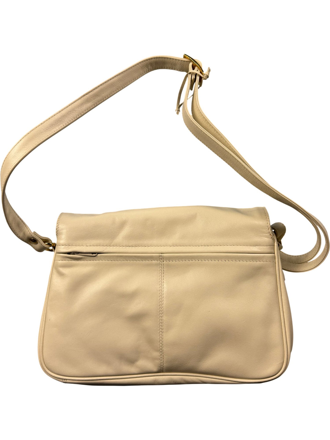 Tula Beige Leather Shoulder Bag - Think Vintage ltd