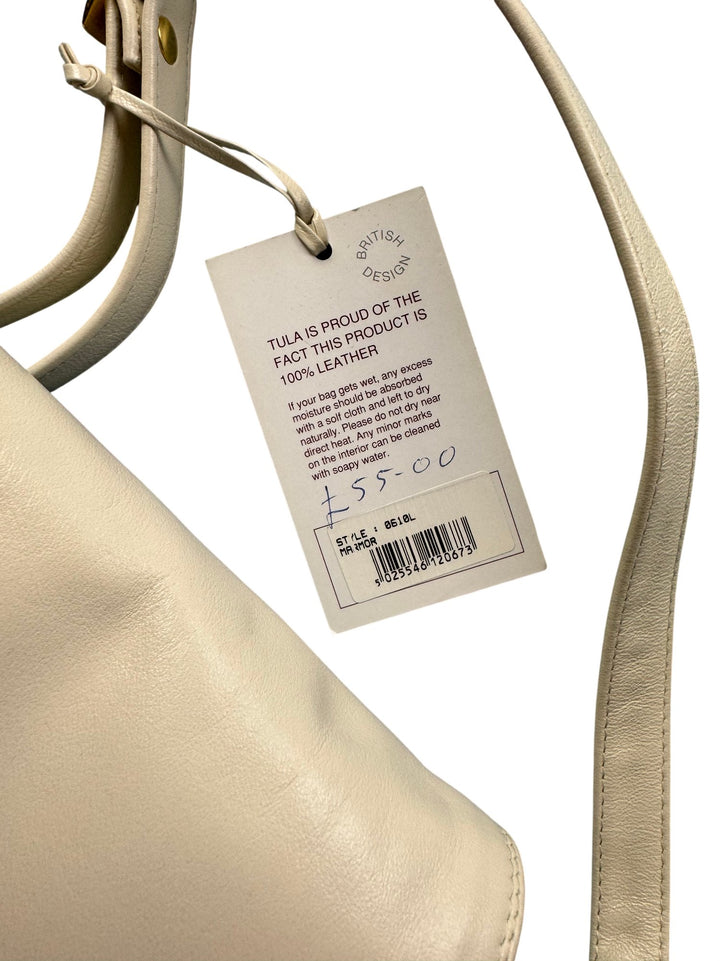 Tula Beige Leather Shoulder Bag - Think Vintage ltd