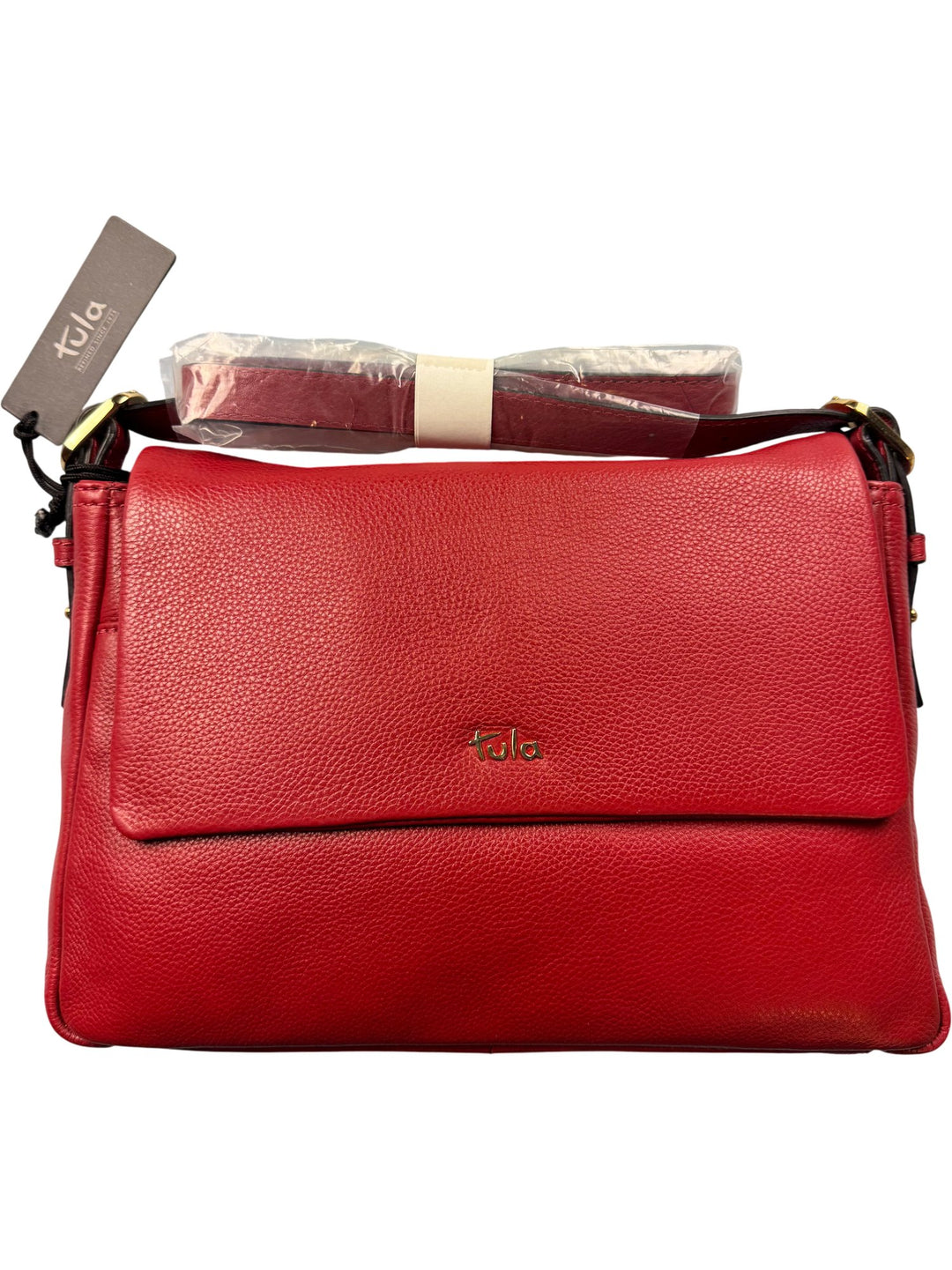 Tula Red Leather Shoulder Bag - Think Vintage ltd
