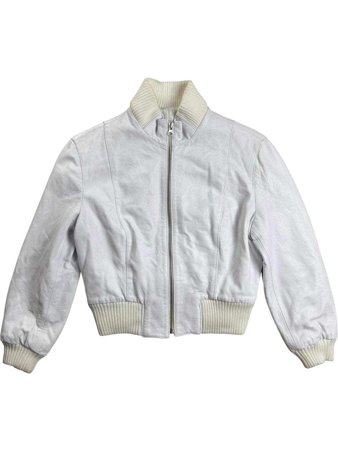 Tuscany Of Riders White Leather Jacket - S - Think Vintage ltd
