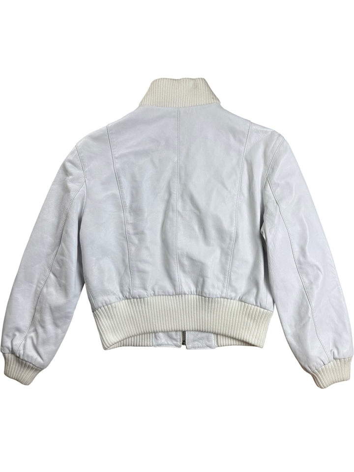 Tuscany Of Riders White Leather Jacket - S - Think Vintage ltd