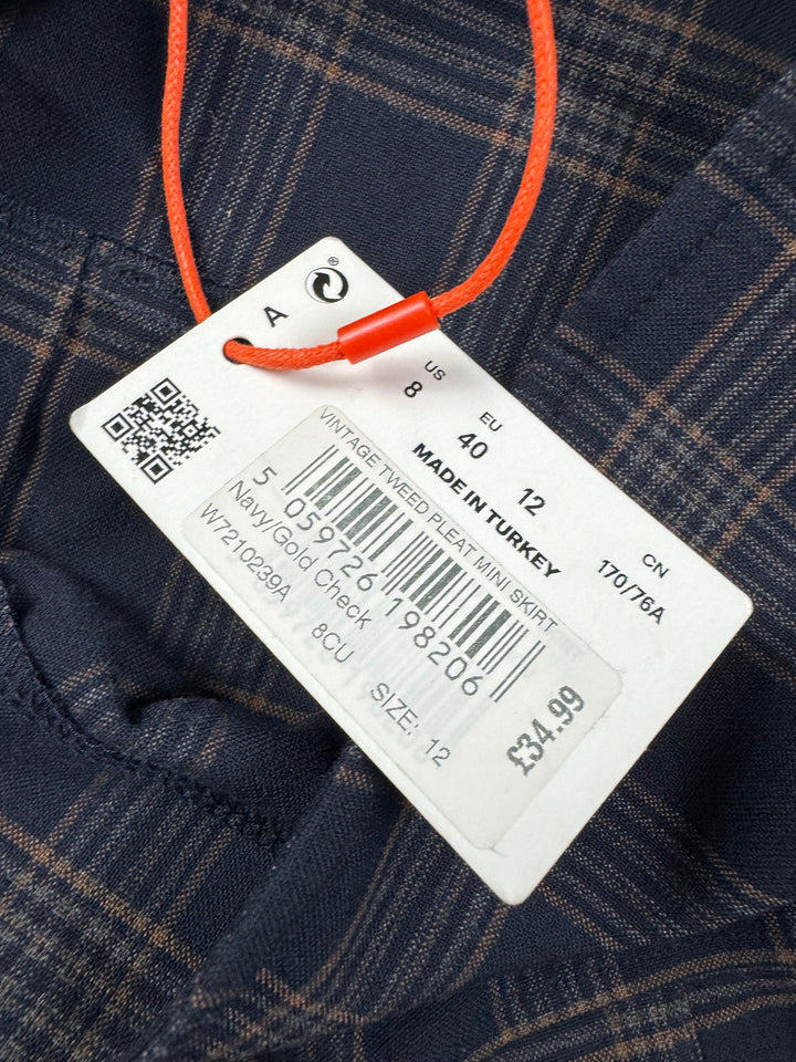 Tweed Plaid Mini Skirt - M - Think Vintage