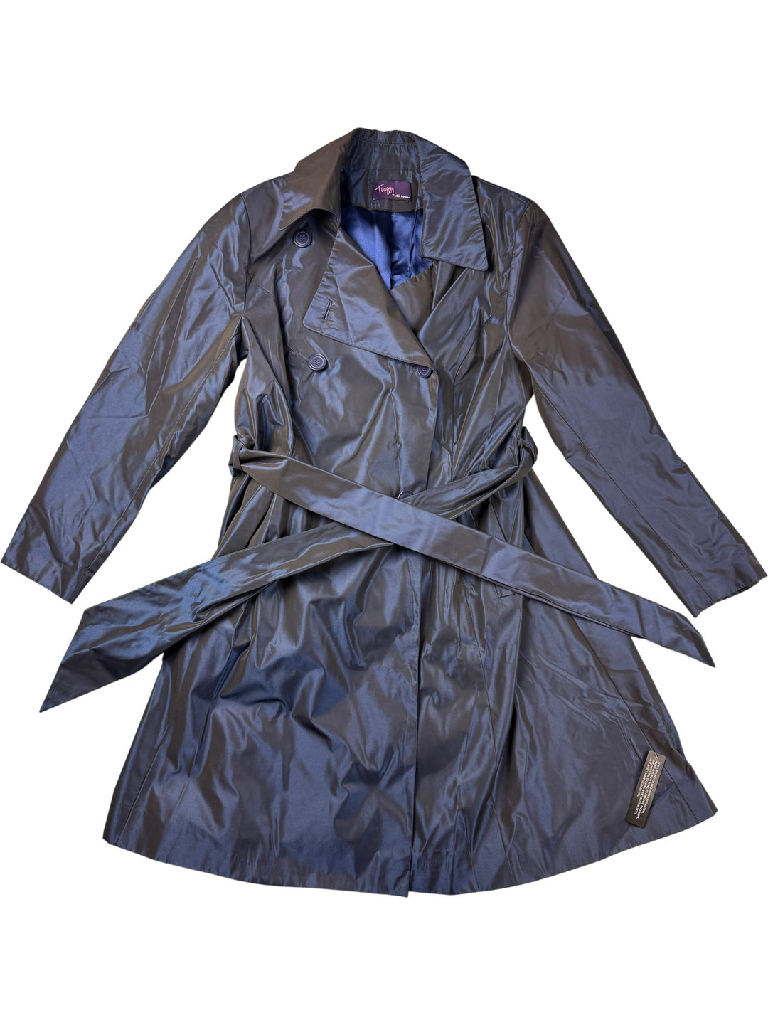 Twiggy M&S Woman Navy Belted Trench Coat - M/L - Think Vintage ltd