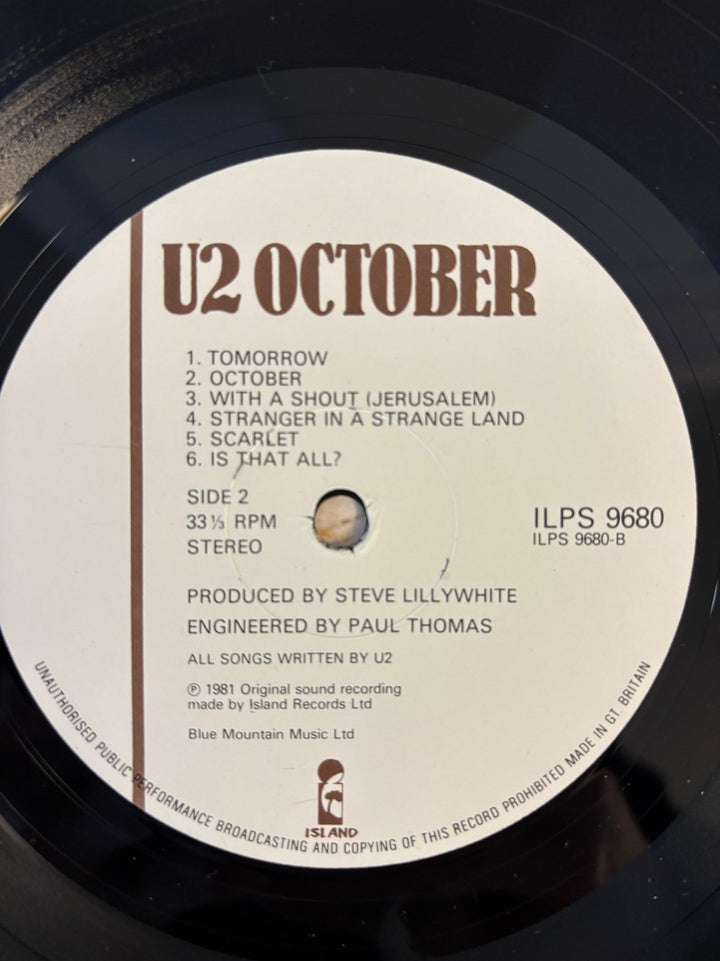 U2 October Vinyl Record - NM/Mint - Think Vintage ltd