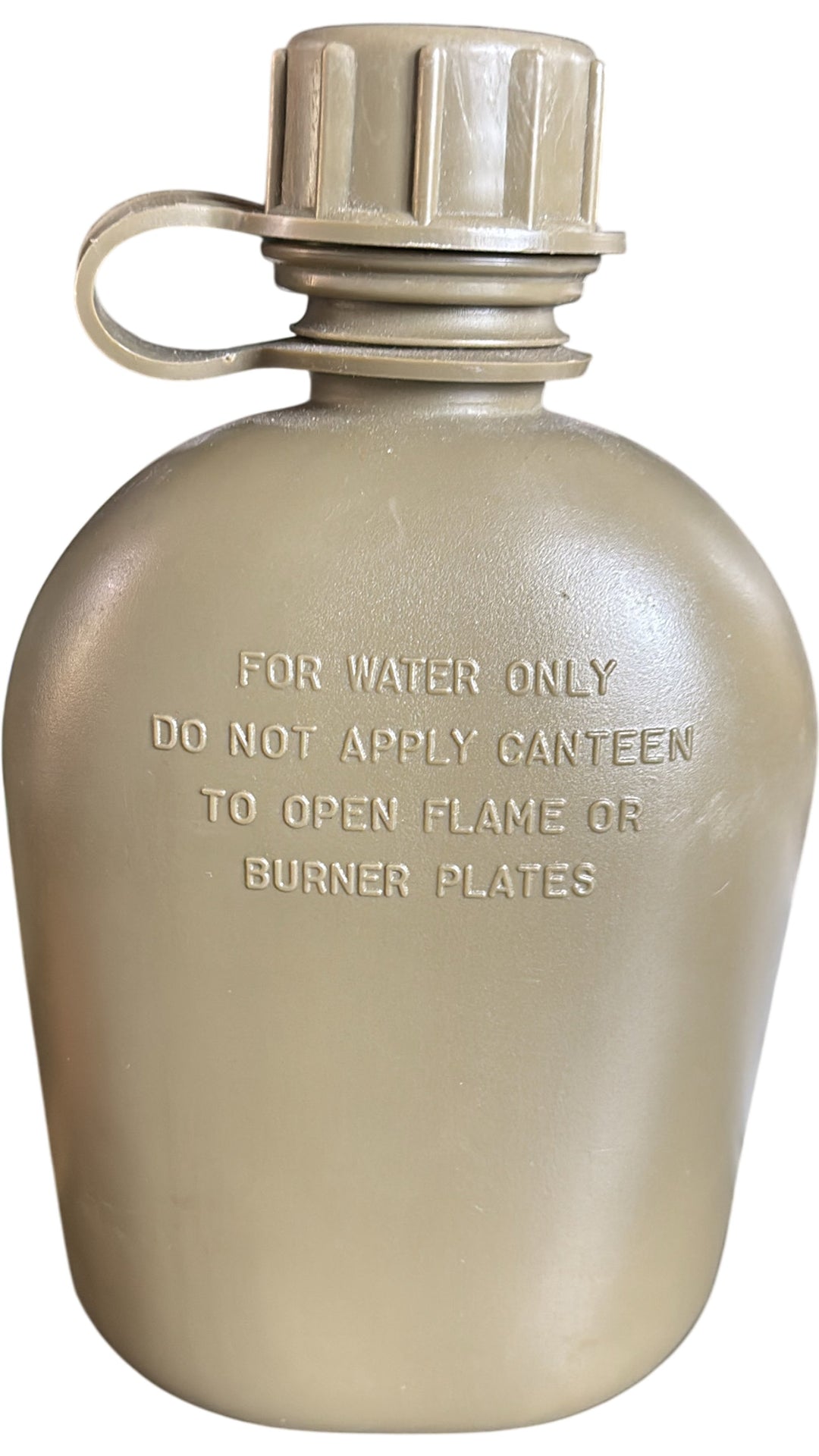 US Army 1969 Vietnam War Standard Issue Water Bottle Canteen Olive Green Plastic - Think Vintage