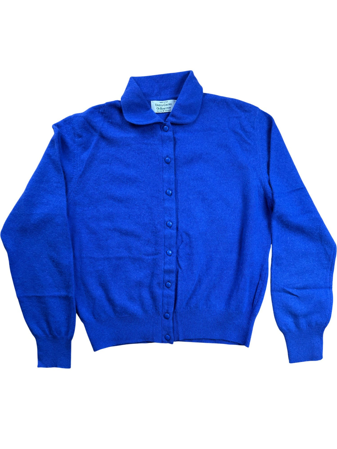 United Colors Of Benetton Blue Button Cardigan - M - Think Vintage ltd