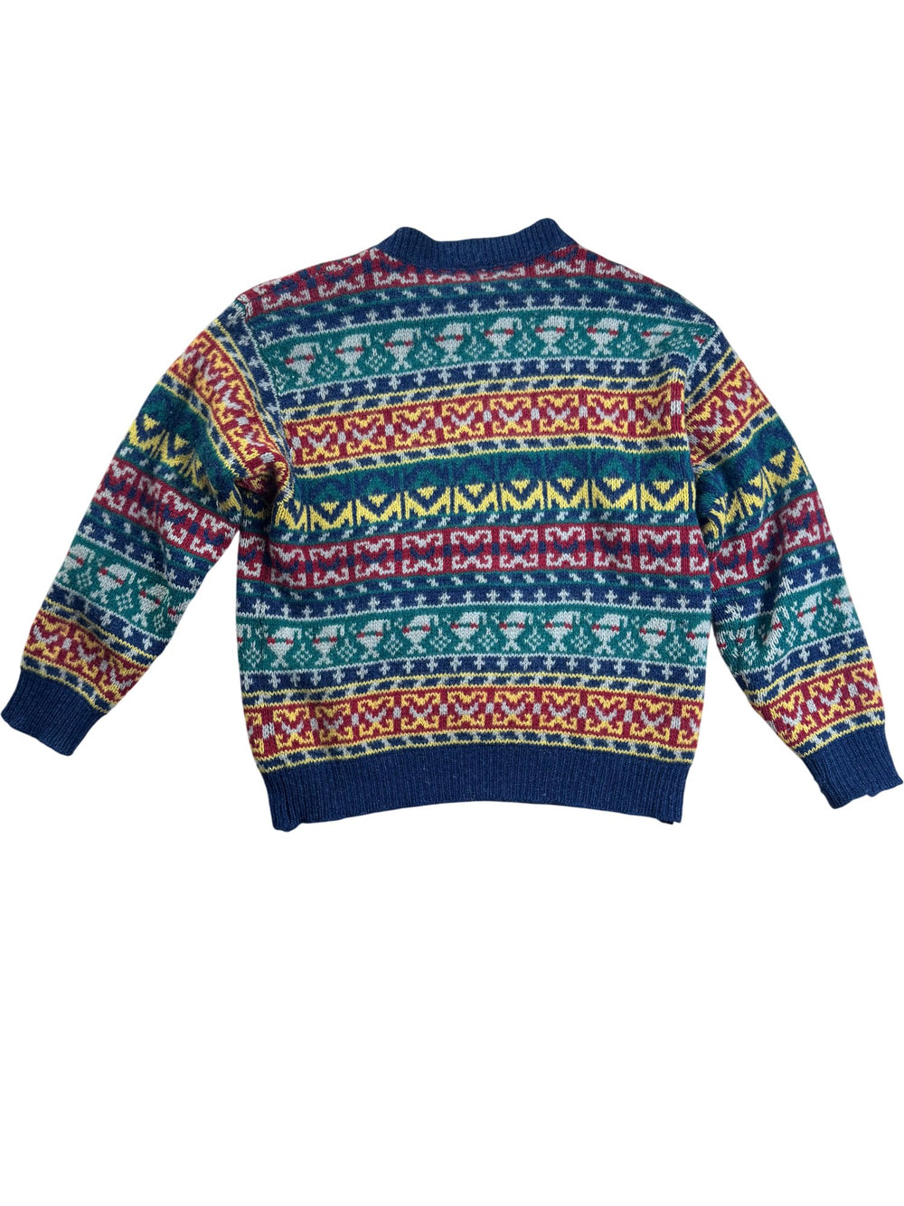 United Colors Of Benetton Shetland Wool Patterned Sweater - M - Think Vintage ltd