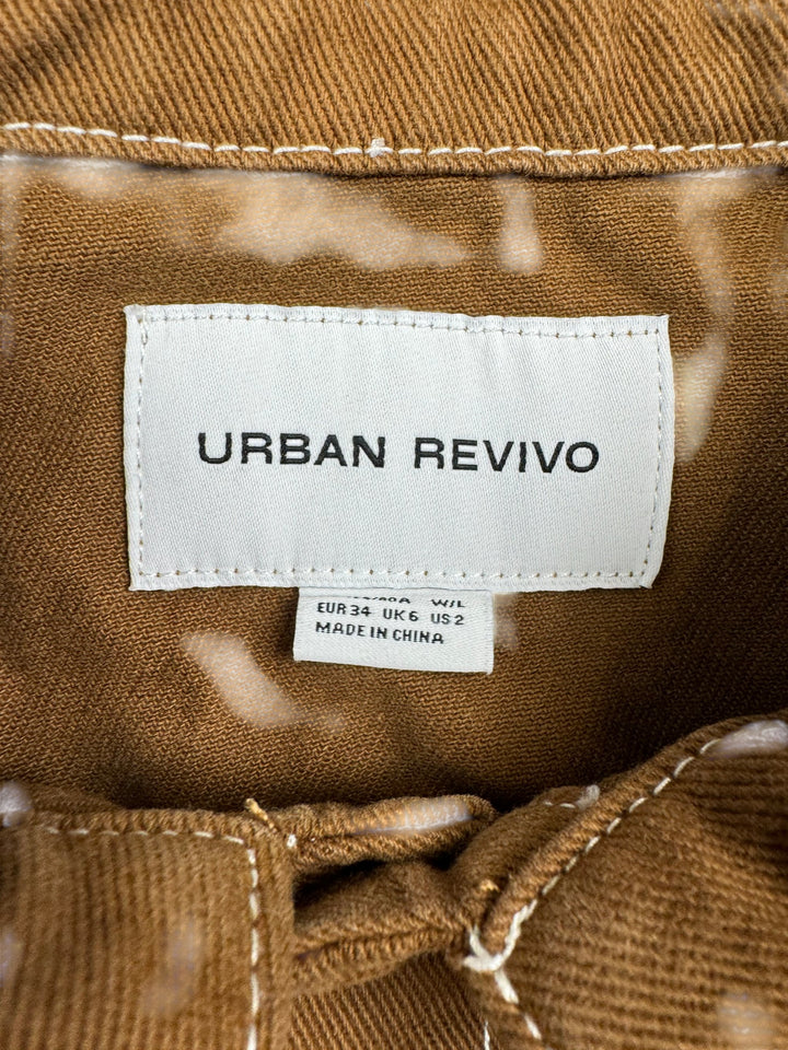Urban Revivo Brown Cropped Trucker Jacket - S - Think Vintage Online Ltd