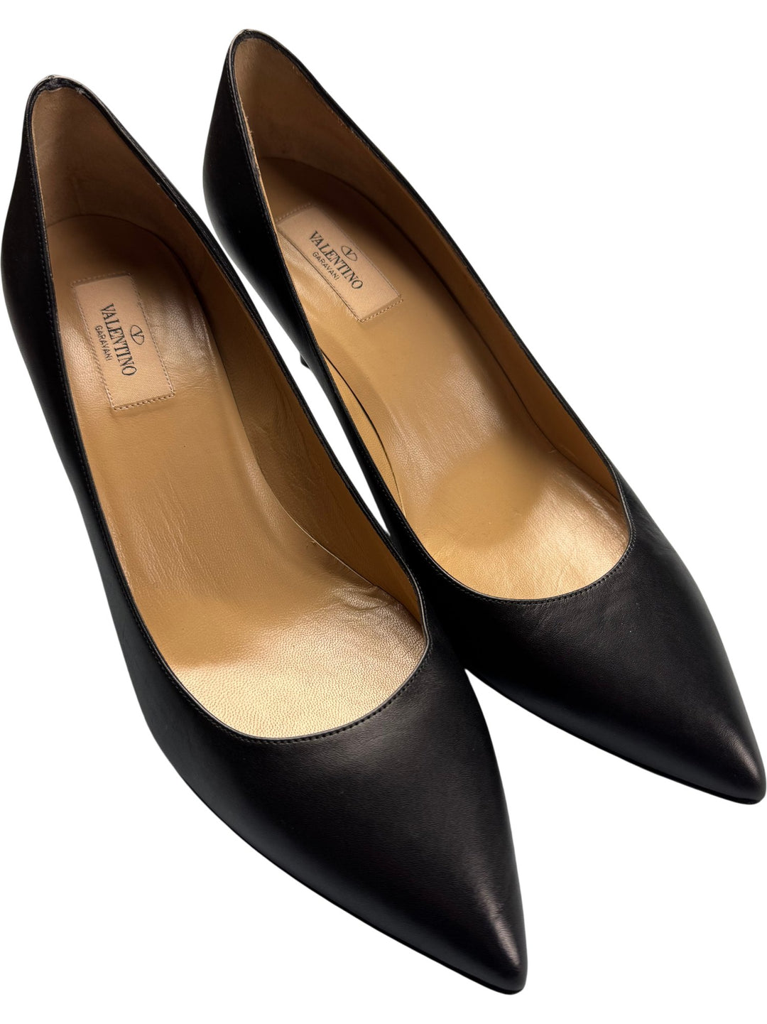 Valentino Garavani Black Leather Heels - 6.5 - Think Vintage ltd