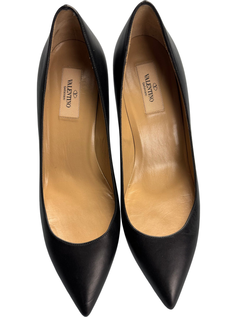 Valentino Garavani Black Leather Heels - 6.5 - Think Vintage ltd