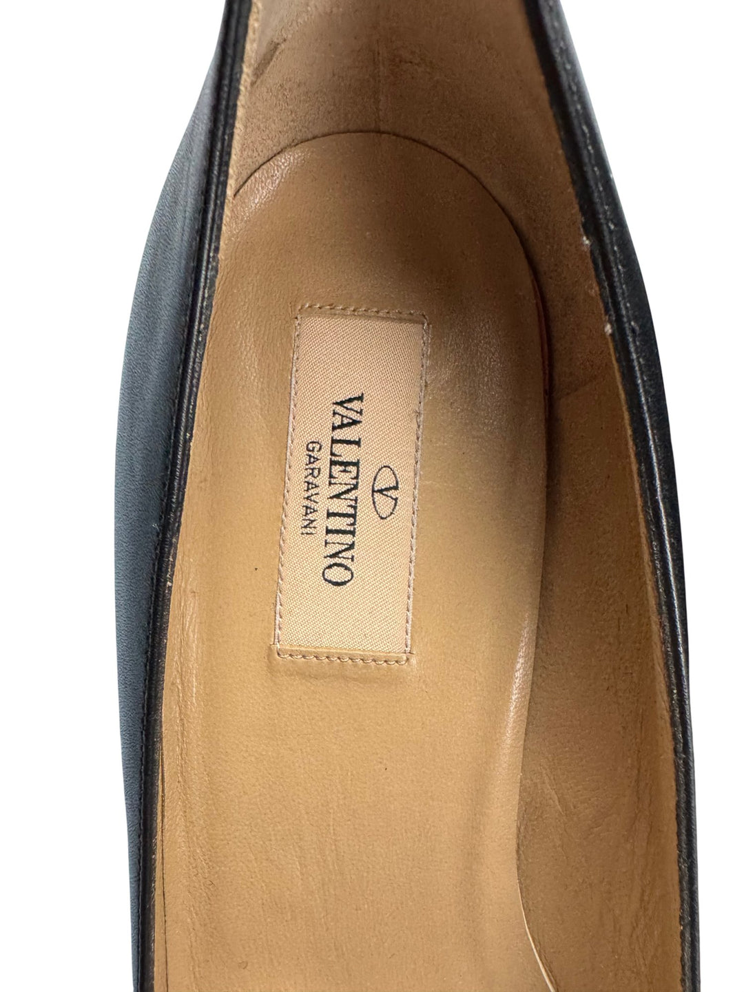 Valentino Garavani Black Leather Heels - 6.5 - Think Vintage ltd