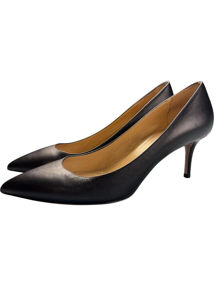 Valentino Garavani Black Leather Heels - 6.5 - Think Vintage ltd