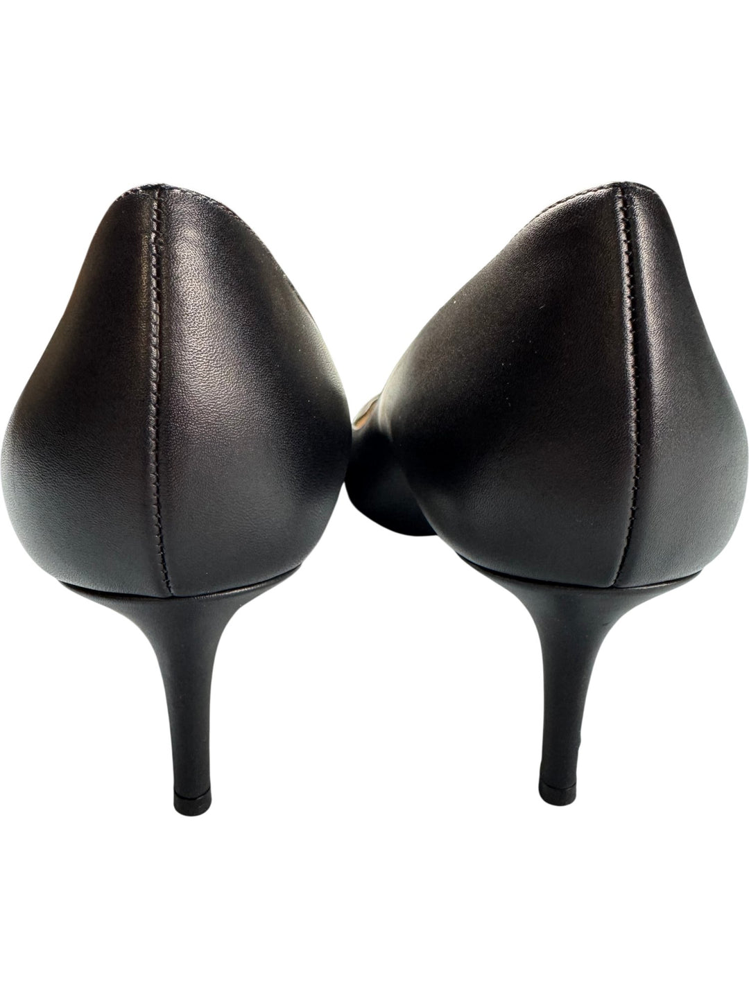 Valentino Garavani Black Leather Heels - 6.5 - Think Vintage ltd