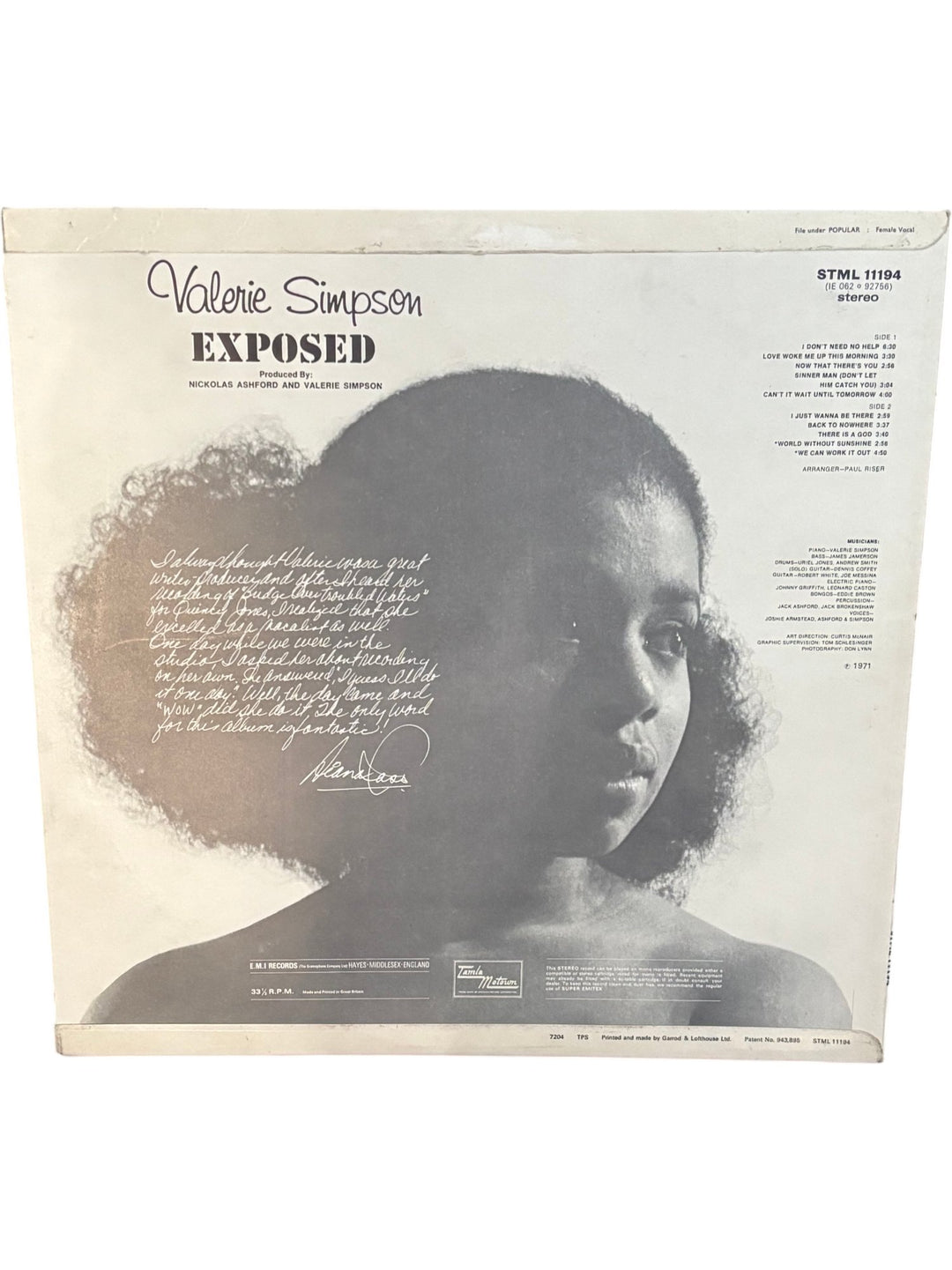 Valerie Simpson Exposed LP Record - Very Good - Think Vintage ltd