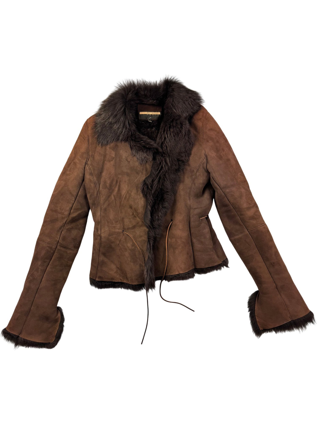 Ventcouvert Brown Shearling Fur Trim Jacket - S - Think Vintage ltd