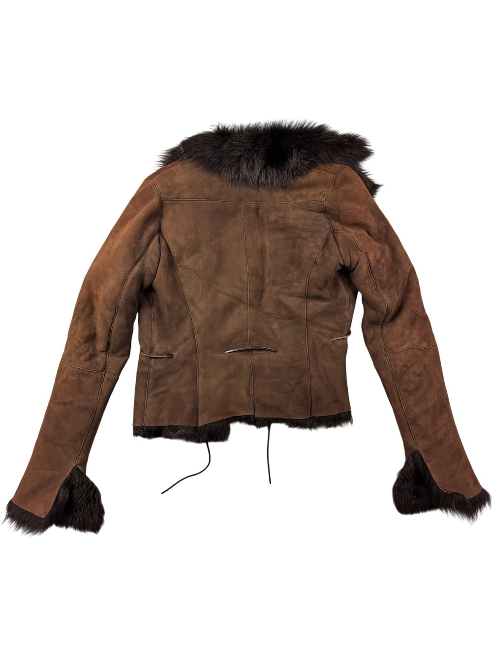 Ventcouvert Brown Shearling Fur Trim Jacket - S - Think Vintage ltd